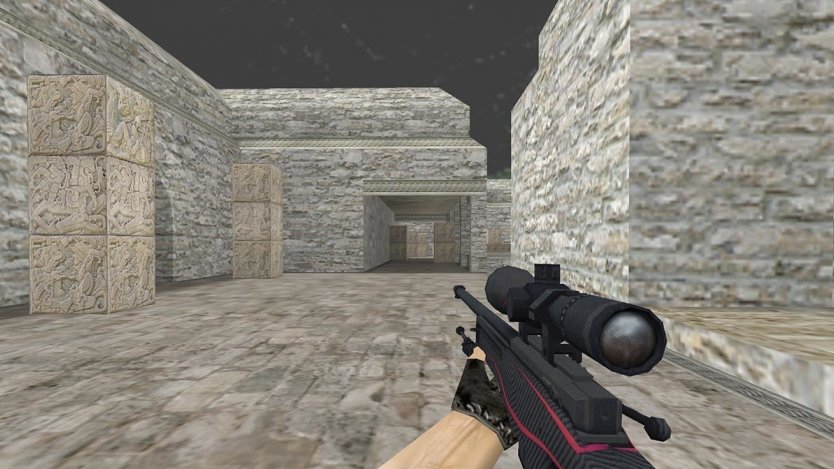 Модель HD AWP «Красная линия» с анимацией осмотра для CS 1.6