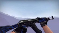 Модель HD AK-47 «Blue Laminate» с анимацией осмотра для CS 1.6