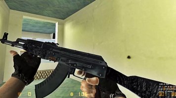 Модель AK-47 «Черный Ламинат» с анимацией осмотра для CS 1.6