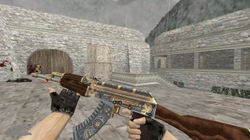 Модель HD AK-47 «Cartel Gold» с анимацией осмотра для CS 1.6